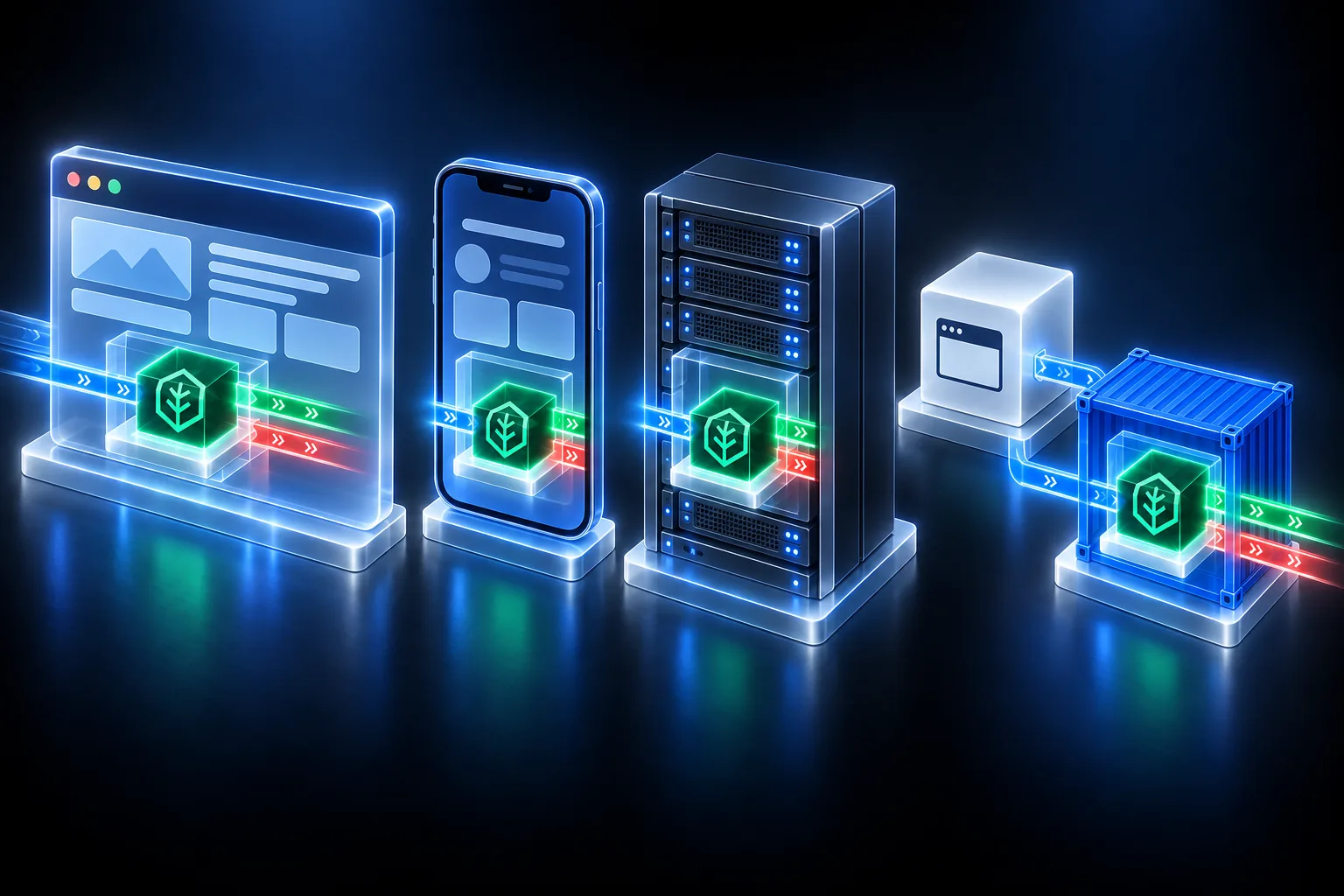 Cedarling embedded in browser, mobile, and backend applications, alongside a separate application calling a Dockerized Cedarling Sidecar and enforcing its allow or deny decision.